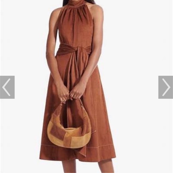 STAUD Elegant Brown Midi Dress - Picture 4 of 9